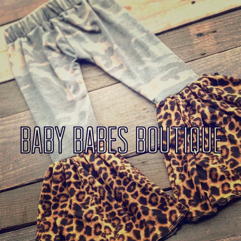 Camo & leopard bell bottoms for little girls!